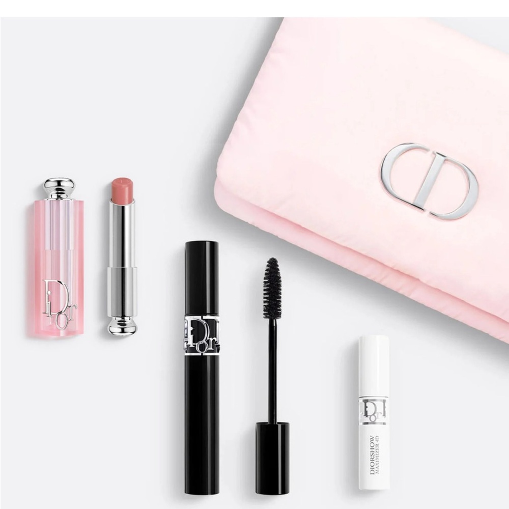 Dior Pink Lipstick and Black Mascara bag set